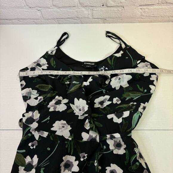 NWT Bebe Black Floral Wrap Dress Size XS DD0566 - Picture 6 of 8